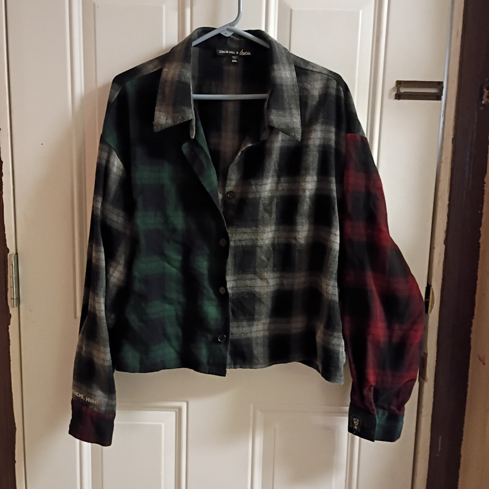 Dolls Kill X Daria Multi-Color Patchwork Plaid Bu… - image 1
